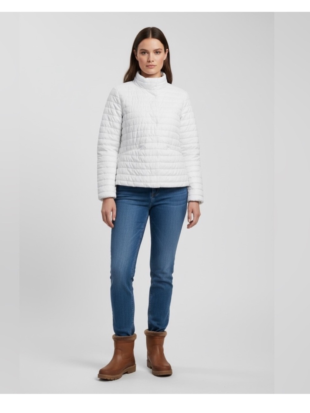 Liz Claiborne NWT casual white minimalist warm puffer ski jacket gorpcore small